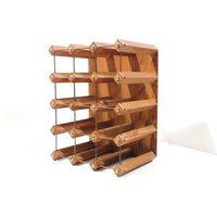 Vintage 12-Flaschen Weinständer Massivholz Messing von Lockhead