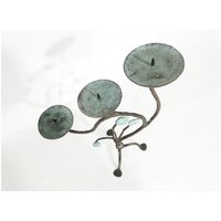 Vintage Handgefertigte Schmiedeeisen Rustikale Blumenranke Pflanzen Kerzenhalter von Lockhead