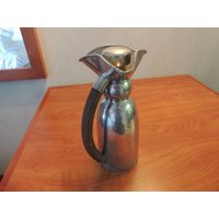 Vintage Metall Karaffe Dekanter Silberplatte Gefäß Holzgriff von Lockhead