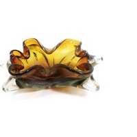 Vintage Mid-Century Modern Murano Stil Abstrakte Bubbled Glas Schüssel Candy Dish von Lockhead