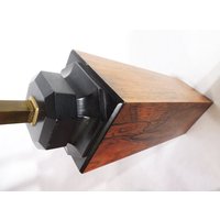 Vintage Mid Century Modern Rechteck Metall-Holz-Finish Schreibtisch Tischleuchte von Lockhead