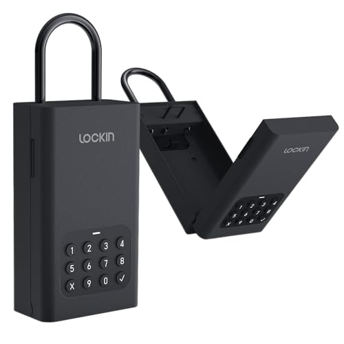 Lockin Lock Box Upgrade Wireless Smart Lockbox für Hausschlüssel Outdoor Wandmontage Tür Hängende Elektronische Schlüsselbox App Digital Bluetooth Schlüssel Safe Fernzugriff Pin Code für Airbnb Hosts, von Lockin