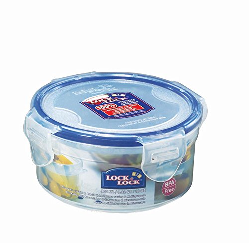 2 Stück Lock & Lock Frischhaltedose, Vorratsbox, Vorratsdose, 300 ml rund Ø 114 x 55 mm, transparent, Set by Danto® von LocknLock