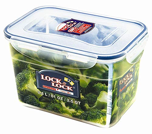 2 Stück Lock & Lock Frischhaltedose Nestables, Vorratsdose, rechteckig für 2,4 l, 210 x 146 x 128 mm, transparent, Set by Danto® von LocknLock