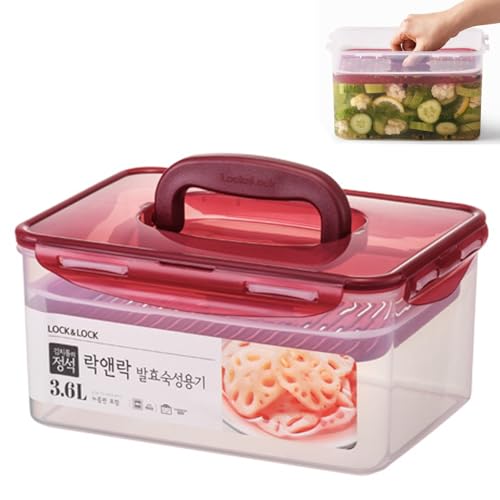 LOCK & LOCK BPA freie rechteckige Pickle Kimchi Presse Ferment Vorratsbehälter (3,6 L) von LocknLock