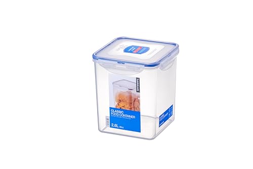 Lock and Lock quadratischer Lagerbehälter, 2.6 l, transparent/blau, plastik, TRANSPARENT 1 PACK, Einzelpackung von LocknLock