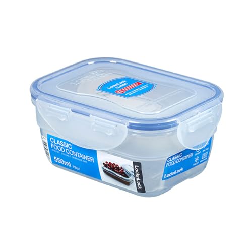 LocknLock CLASSIC Frischhaltedose | 550 ml | 14,5 x 11 x 6,7 cm | 100 % luft- und wasserdichte Vorratsdose | Spülmaschinen-, und Mikrowellengeeignet | BPA-Frei | 4-fach Sicherheits-Verschluss von LocknLock
