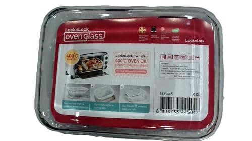 Lock & Lock Oven Glass, Lebensmittelgefäß für Mikrowelle und Ofen, transparent, Glas Plastik, farblos, 20x15.2x7.4 cm von LocknLock
