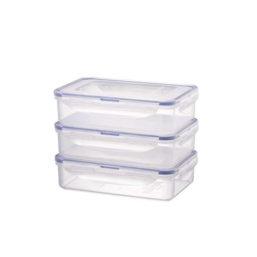 Lock & Lock Frischhaltedosen im 3er Set – stapelbare Vorratsdosen aus hochwertigem, transparentem Kunststoff, bpa-frei – auslaufsicher – rechteckig, 3 x 800 ml von LocknLock