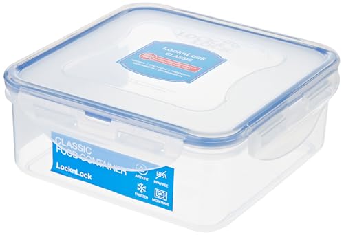 LocknLock CLASSIC Frischhaltedose, 870 ml, 155 x 155 x 60 mm, 100 % luft- und wasserdichte Vorratsdose, Spülmaschinen-, und Mikrowellengeeignet, BPA-Frei, 4-fach Sicherheits-Verschluss von LocknLock