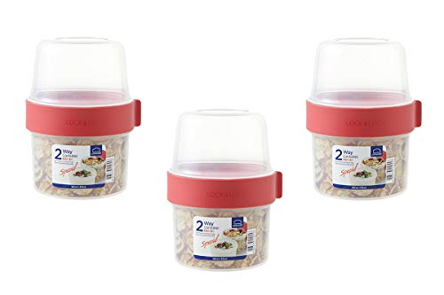 Lock & Lock Two-Way Müsli-to-go-Becher aus Kunststoff – 3er Vorratsdosen Set – Kleine Lunchbox mit Schraubdeckel und Zwei Behältern – 360 ml & 310 ml von LocknLock