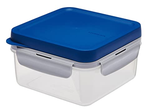 Lock & Lock to-GO Lunch Box – Brotdose mit 2 Fächern - aus hochwertigem, transparentem Kunststoff, bpa-frei – auslaufsicher – quadratisch, 1,2 Liter, blau von LocknLock