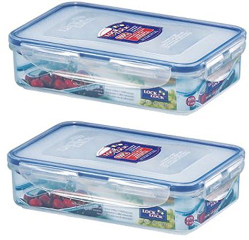 LocknLock 2 x Rechteckige Kunststoff-Food Container 800 ml HPL816 von LocknLock