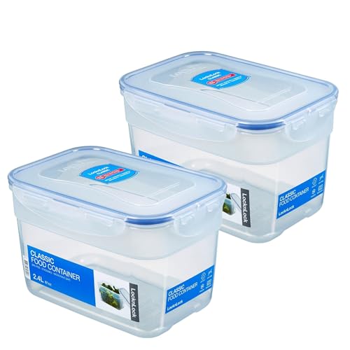 LocknLock 2er Set HPL323 Vorratsdosen - Frischhaltedosen 2,4 Liter - Maße (LxBxH): 210 x 146 x 128 mm - Geeignete Dosen zum Einfrieren und Mikrowelle - Lock and Lock Dosen Food Box Meal-Prep-Boxen von LocknLock