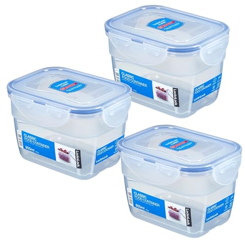LocknLock 3er Set HPL312 Vorratsdosen - Frischhaltedosen 800 ml - Maße (LxBxH): 145 x 110 x 94 mm - Geeignete Dosen zum Einfrieren und Mikrowelle - Lock and Lock Dosen Food Box Meal-Prep-Boxen von LocknLock