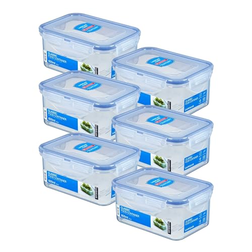 LocknLock 6er Set HPL811 Vorratsdosen - Frischhaltedosen 600 ml - Maße (LxBxH): 151 x 108 x 69 mm - Geeignete Dosen zum Einfrieren und Mikrowelle - Lock and Lock Dosen Food Box Meal-Prep-Boxen von LocknLock