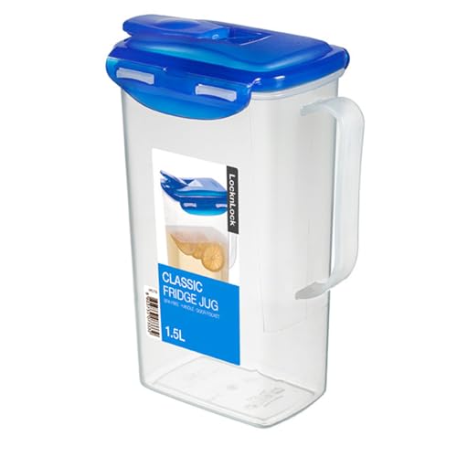 LocknLock CLASSIC Saftkanne mit Deckel und Griff | 1,5L | 16,5 × 9,7 × 22,7 cm | Wasser-& Luftdichte Milchkanne mit Deckel | BPA-Frei | Karaffe Kühlschranktür | Krug Kunststoff von LocknLock