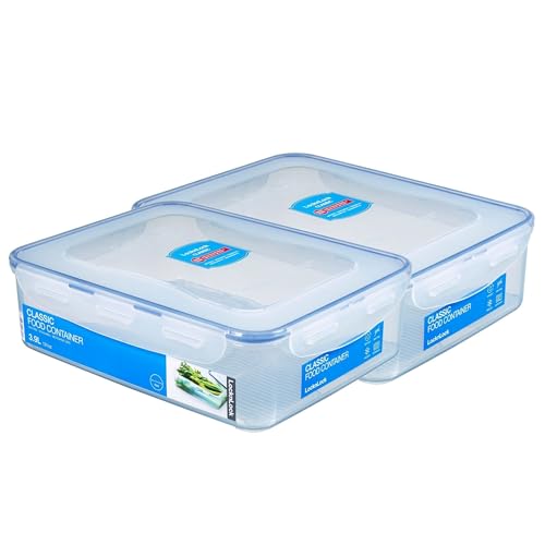 LocknLock Dosen 2er Set HPL834 Vorratsdosen mit Ablaufgitter 3,9 Liter - Maße (LxBxH): 295 x 230 x 84 mm - Geeignete Dosen zum Einfrieren und Mikrowelle - Lock and Lock Dosen Food Box Meal-Prep-Box von LocknLock