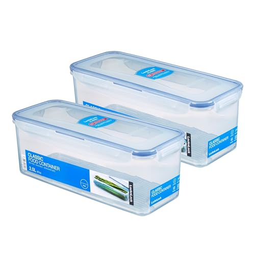 LocknLock Dosen 2er Set HPL844 Vorratsdosen mit Ablaufgitter 2 Liter - Maße (LxBxH): 278 x 115 x 103 mm - Geeignete Dosen zum Einfrieren und Mikrowelle Lock and Lock Dosen Food Box Meal-Prep-Boxen von LocknLock