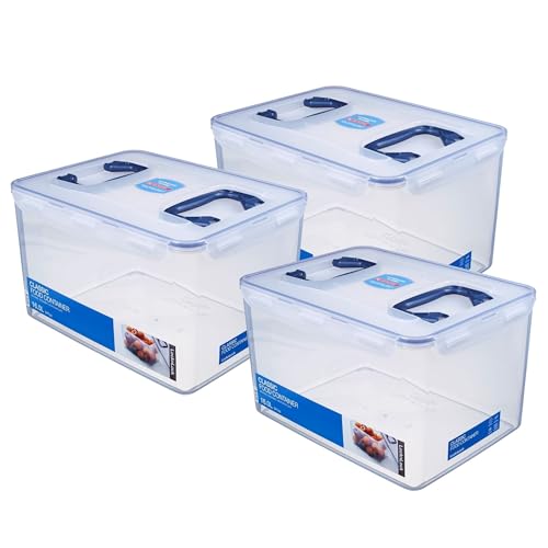 LocknLock Dosen 3er Set HPL890 Vorratsdosen Deckel mit Griff 16 L Maße (LxBxH): 361 x 274 x 212 mm - Lebensmittelbehälter Futter Box Katzenfutter Aufbewahrungsbox - Lock and Lock Dosen Futtertonne von LocknLock