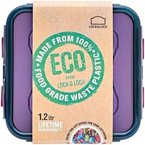LocknLock Eco Aufbewahrungsbox | 1,2 l | aus recyceltem Kunststoff | FARBE VARIIERT | 100% luft- und wasserdicht | 4fach-Verschluss-System | Frischhaltedosen für Kühl- und Gefrierschrank | BPA-frei von LocknLock