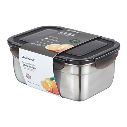 LocknLock Edelstahl Vorratsdose mit Deckel, 1,1 L, 188 × 135 × 75 mm , BPA-Frei, Spülmaschinengeeignet, Gefriertruhengeeignet bis -20°C, Edelstahl Aufbewahrungsbox mit Deckel LocknLock Edelstahl Vorratsdose mit Deckel, 1,1 L, 188 × 135 × 75 mm , BPA-Frei, Spülmaschinengeeignet, Gefriertruhengeeignet bis -20°C, Edelstahl Aufbewahrungsbox mit Deckel von LocknLock