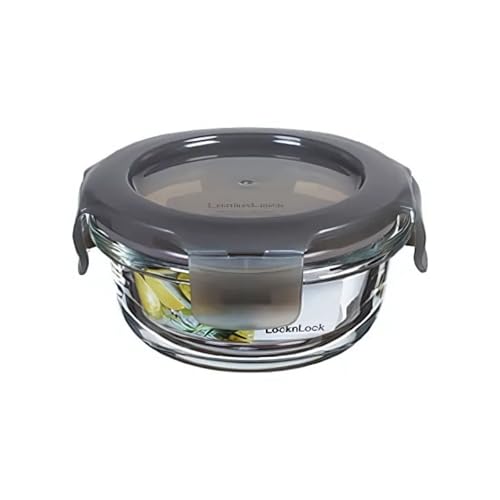 LocknLock OVEN GLASS Frischhaltedosen Glas mit Deckel | 130 ml Rund, Ø100 x 50 mm | Kühlschrank, Gefriertruhe & Spülmaschine | Borosilikat-Glas bis 400°C ofenfest | Mikrowellengeschirr mit Deckel von LocknLock