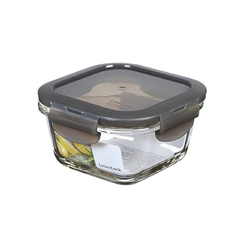 LocknLock OVEN GLASS Frischhaltedosen Glas mit Deckel | 300ml | 120 x 120 x 65 mm | Kühlschrank, Gefriertruhe & Spülmaschine | Borosilikat-Glas bis 400°C ofenfest | Mikrowellengeschirr mit Deckel von LocknLock