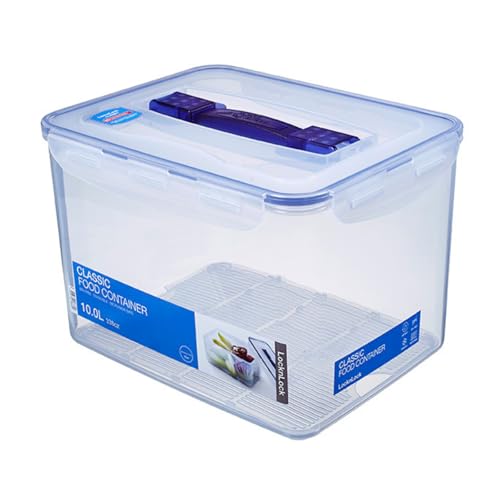 LocknLock PP Classic Aufbewahrungsbox luftdicht mit Griff & Ablaufgitter| 10L | 29,5 x 23 x 20,3 cm | 100 % luft- und wasserdichter Vorratsbehälter mit Deckel | Gefrierfeste Aufbewahrungsdose von LocknLock