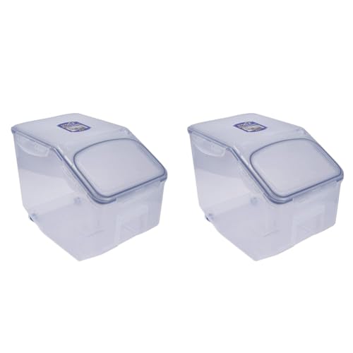 LocknLock PP Classic Küchen Caddy, 350 x 230 x 270 mm, 12 L, 100% Luftdicht, Cleveres Verschluss-System, Vorratsbehälter, Schüttdose, Mehl Aufbewahrung, Cornflakes Spender (Packung mit 2) von LocknLock