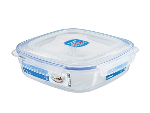 LocknLock TO GO Snackbox mit Fächern | 1,5 L | 3 Fächer | Meal Prep Box für Obst und Gemüse | 100% luft- und wasserdichte Vorratsdose | Spülmaschinen- & Mikrowellengeeignet | BPA-Frei von LocknLock