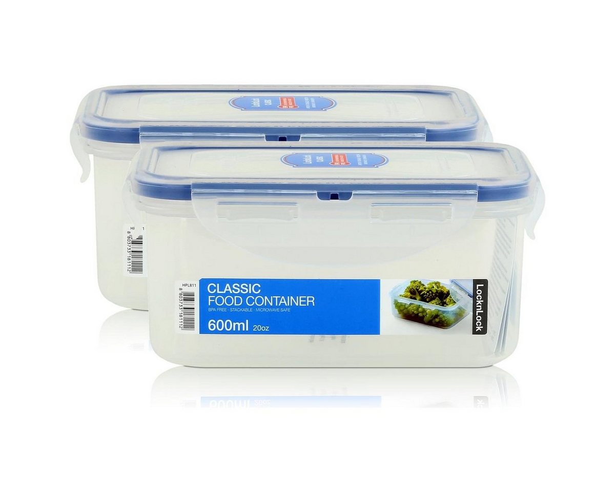LocknLock Vorratsdose LocknLock Classic HPL811 Frischhaltedose 600ml - Luft & Wasserdicht (2, Kunststoff von LocknLock