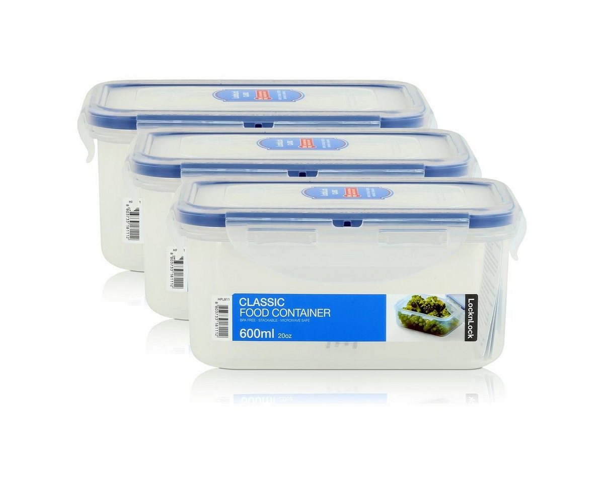 LocknLock Vorratsdose LocknLock Classic HPL811 Frischhaltedose 600ml - Luft & Wasserdicht (3, Kunststoff von LocknLock