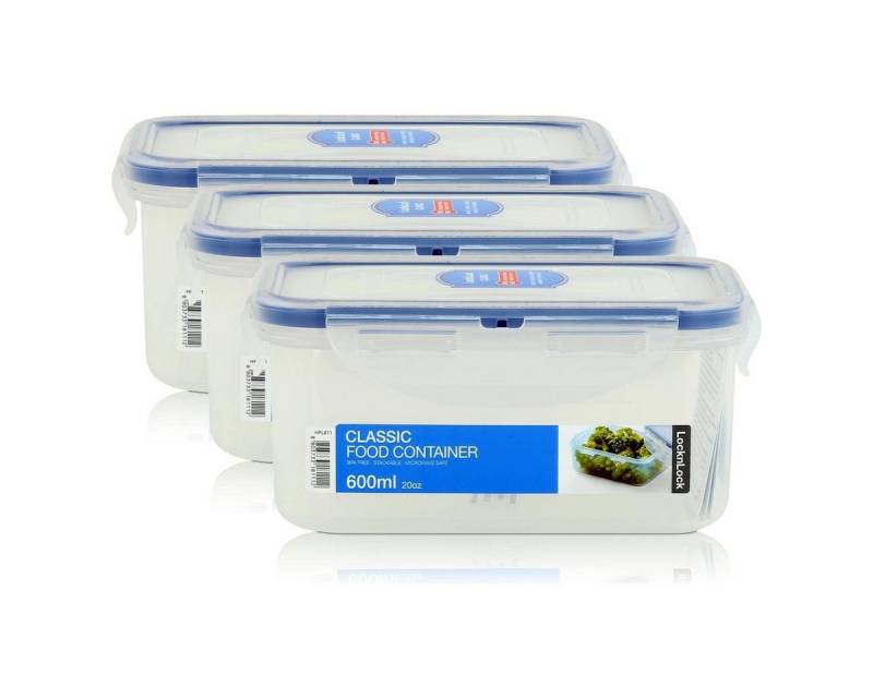 LocknLock Vorratsdose LocknLock Classic HPL811 Frischhaltedose 600ml - Luft & Wasserdicht (3, Kunststoff von LocknLock