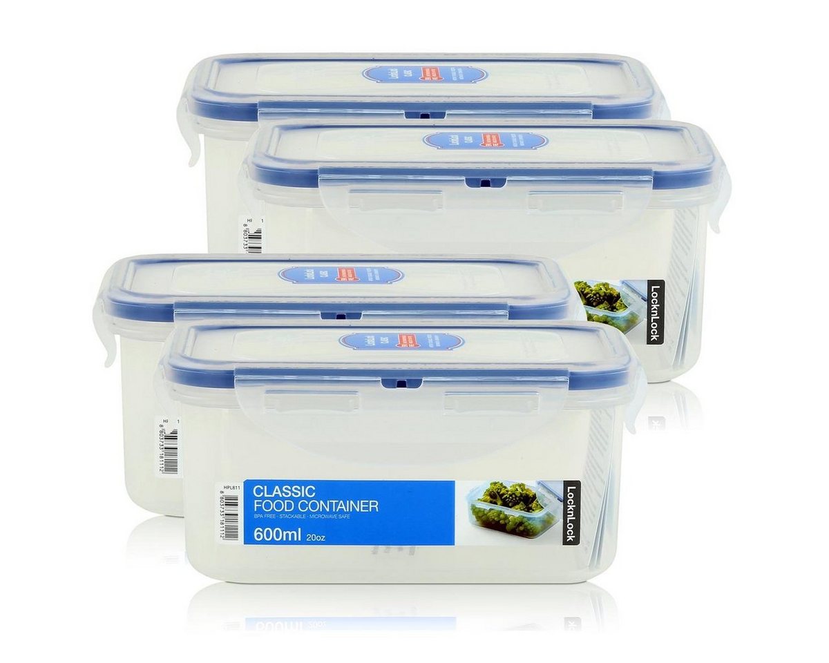 LocknLock Vorratsdose LocknLock Classic HPL811 Frischhaltedose 600ml - Luft & Wasserdicht (4, Kunststoff von LocknLock
