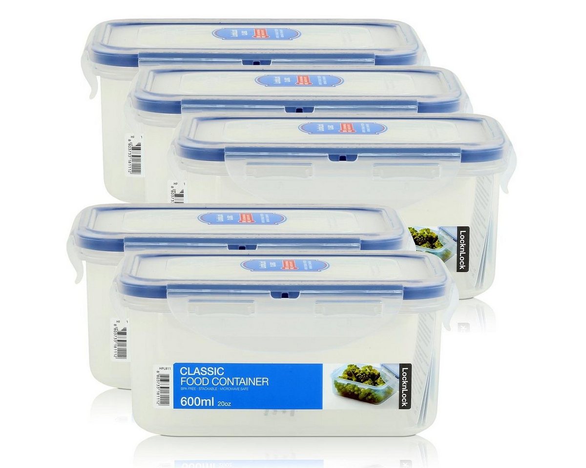 LocknLock Vorratsdose LocknLock Classic HPL811 Frischhaltedose 600ml - Luft & Wasserdicht (5, Kunststoff von LocknLock