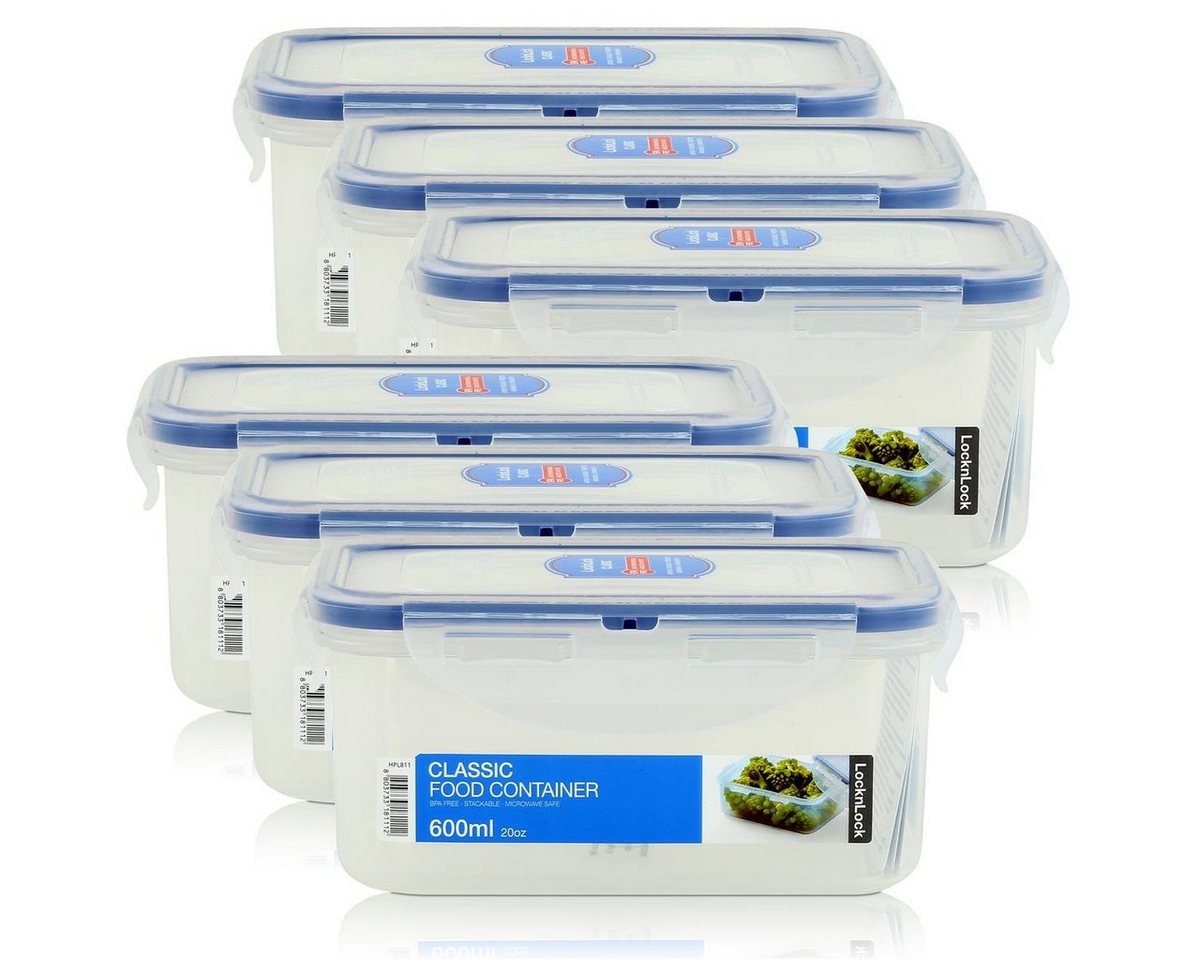 LocknLock Vorratsdose LocknLock Classic HPL811 Frischhaltedose 600ml - Luft & Wasserdicht (6, Kunststoff von LocknLock
