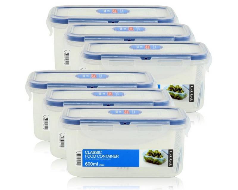 LocknLock Vorratsdose LocknLock Classic HPL811 Frischhaltedose 600ml - Luft & Wasserdicht (6, Kunststoff von LocknLock