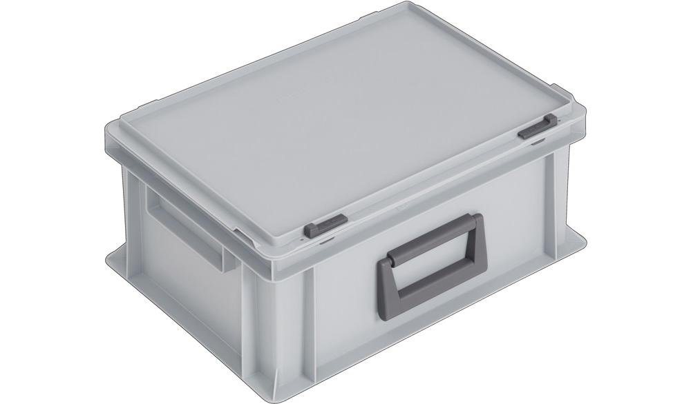 Lockweiler Aufbewahrungsbox Kunststoffkoffer L400xB300xH183 mm PP 1 Griff Schiebeverschluss grau 14 l von Lockweiler