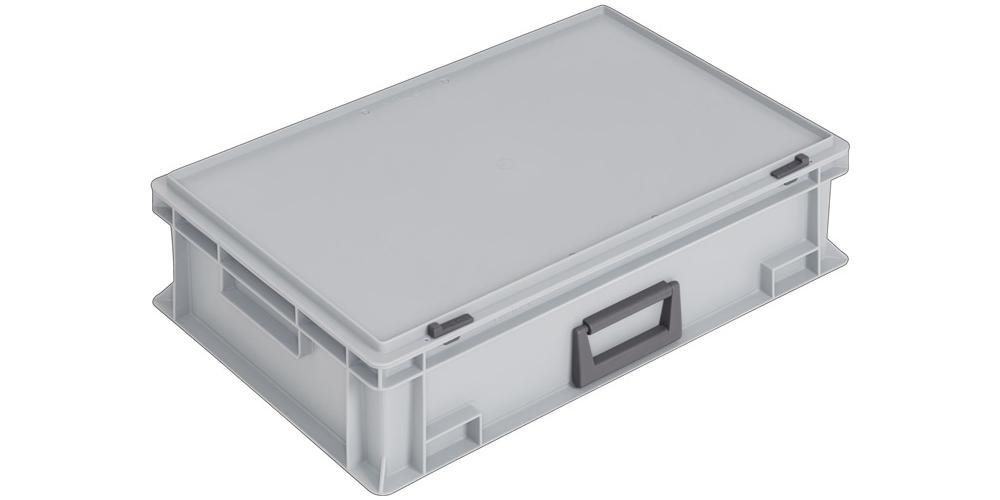 Lockweiler Aufbewahrungsbox Kunststoffkoffer L600xB400xH163 mm PP 1 Griff Schiebeverschluss grau 33 l von Lockweiler