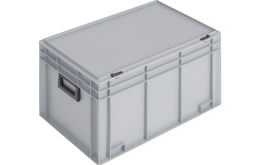 Lockweiler Aufbewahrungsbox Kunststoffkoffer L600xB400xH353 mm PP 2 Griffe Schiebeverschluss grau 70 l von Lockweiler