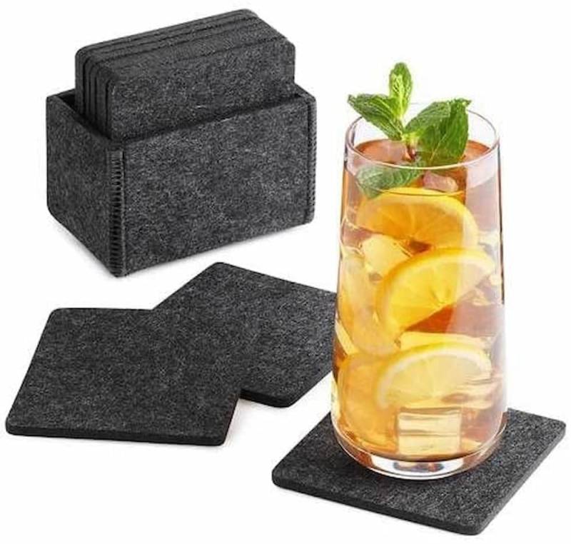 Loco Bird Getränkeuntersetzer 10er Set inkl. Box eckig aus Filz, Zubehör für Getränke, Tassen, Bar, Glas, Design Glasuntersetzer, Premium Tischuntersetzer Filzuntersetzer von Loco Bird