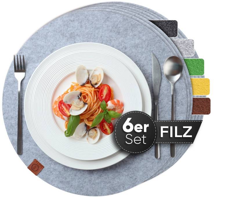 Loco Bird Platzset Tischset aus Filz, 6er Set Rechteckig, 38 cm Telleruntersetzer, (Tischset), abwischbare Tischuntersetzer Platzdeckchen von Loco Bird