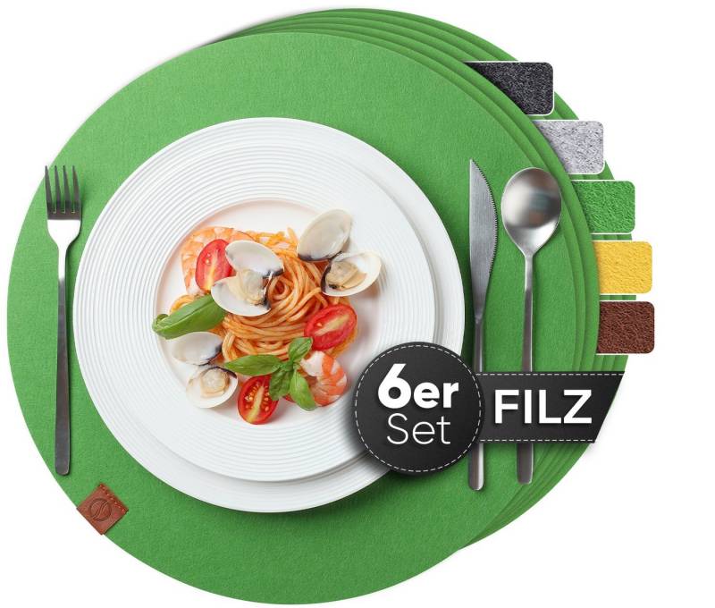 Loco Bird Platzset Tischset aus Filz, 6er Set Rechteckig, 38 cm Telleruntersetzer, (Tischset), abwischbare Tischuntersetzer Platzdeckchen von Loco Bird