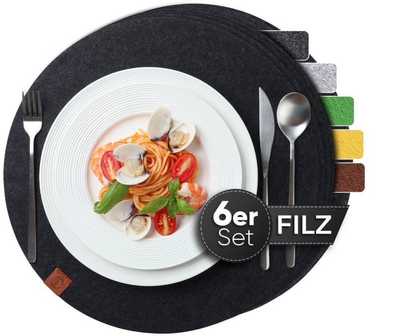 Loco Bird Platzset Tischset aus Filz, 6er Set Rechteckig, 38 cm Telleruntersetzer, (Tischset), abwischbare Tischuntersetzer Platzdeckchen von Loco Bird
