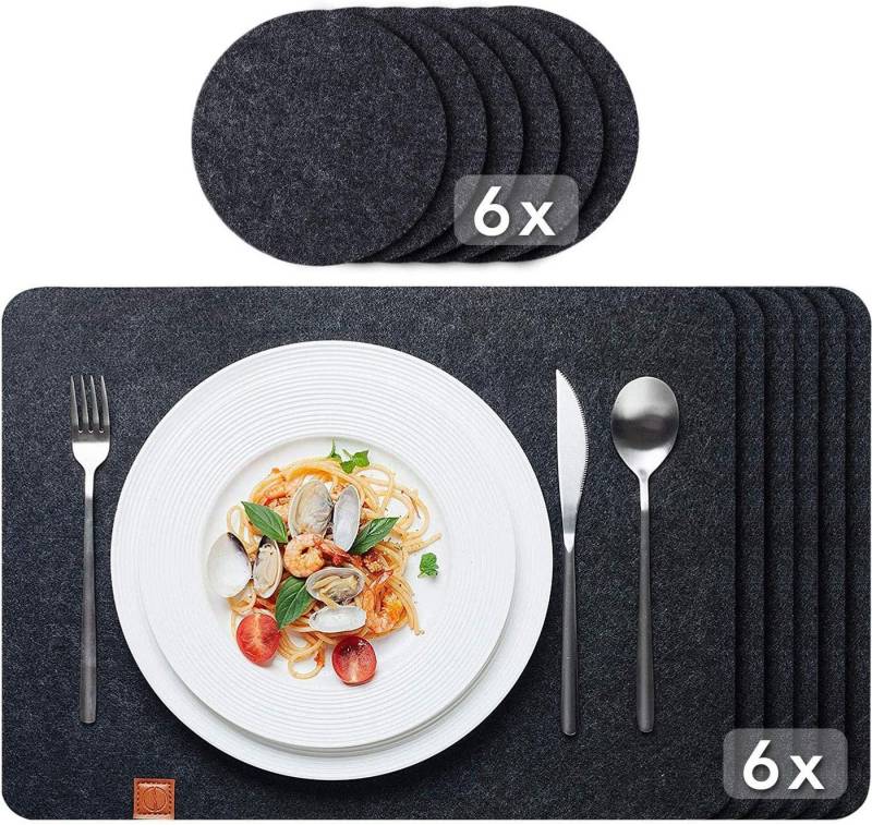 Loco Bird Platzset aus Filz, Tischset 12er Set Rechteckig, 44x32 cm Telleruntersetzer, (Tischset), abwischbare Tischuntersetzer Platzdeckchen von Loco Bird