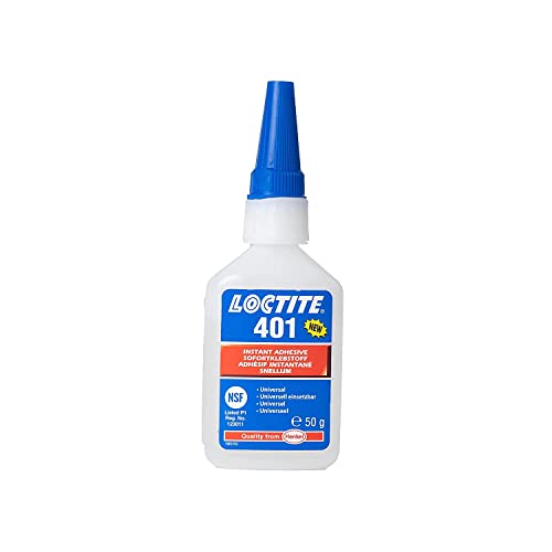 LOCTITE 401, universell einsetzbarer Flüssigkleber, hochfester Kleber für schnelle Reparaturen, schnell härtender Cyanacrylat Sekundenkleber für viele Materialien, 1x50g von Loctite