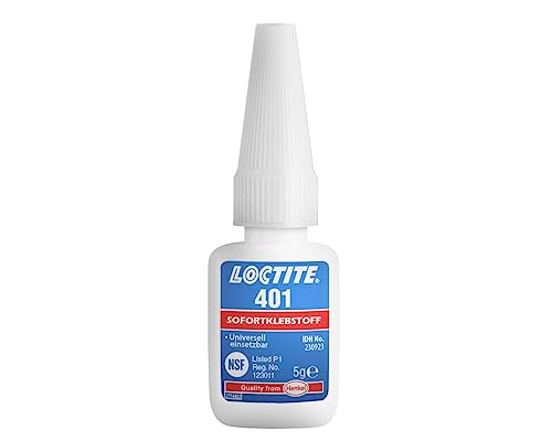 LOCTITE 401, universell einsetzbarer Flüssigkleber, hochfester Kleber für schnelle Reparaturen, schnell härtender Cyanacrylat Sekundenkleber für viele Materialien, 1x5g von Loctite