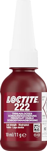 LOCTITE Schraubensicherung 222, Schraubenkleber für die Sicherung von Justierschrauben, niedrigfestes Schraubensicherungsmittel für kleine Metallgewinde, 1x10ml LOCTITE Schraubensicherung 222, Schraubenkleber für die Sicherung von Justierschrauben, niedrigfestes Schraubensicherungsmittel für kleine Metallgewinde, 1x10ml von Loctite