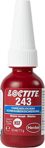 LOCTITE 243, universell einsetzbarer Kleber für die Sicherung von Schrauben, mittelfeste Schraubensicherung für Metallgewinde, Flüssigkleber für z. B. Pumpen, 1x10ml von Loctite